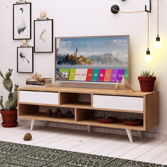 Hanah Home Glasgow Soporte de TV Roble y Blanco Hanah Home Glasgow Soporte de TV Roble y Blanco